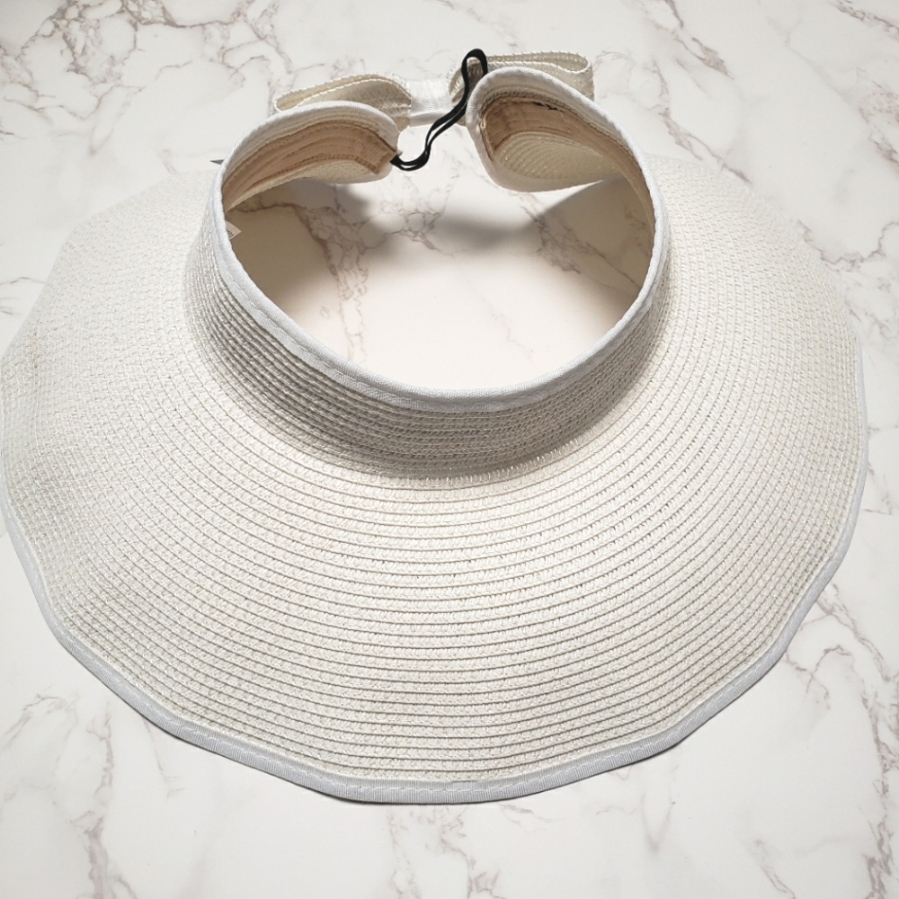 Sun Visor Hats for Women Wide Brim Straw Roll-Up Ponytail Summer Beach Hat UV